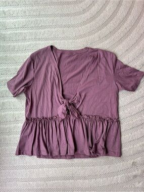 Peplum Short Sleeve Top - Mauve